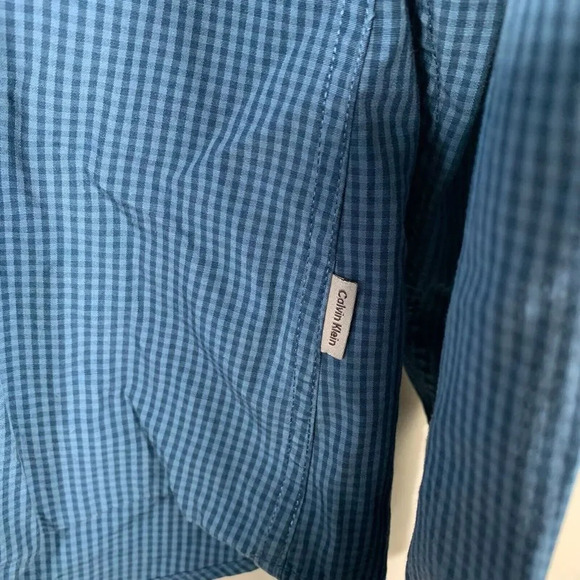 Calvin Klein Dress Shirt Men's XL Blue Plaid Button Down Long Sleeve - Picture 3 of 8
